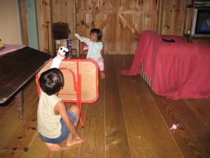 Backstage at the puppet show