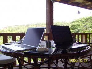 Two writers take up a lot of room!