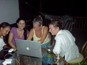 Skyping Sis at the party ... A hoot and a half!