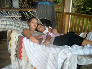 KJ and Cj hanging out Christmas morn