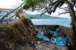 That's the church ... just there behind all the garbage.